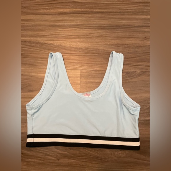 No Boundaries Light Blue and black “Faith” Sport bra size L - Picture 2 of 4
